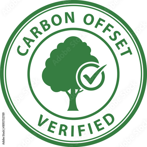 Certified Carbon Offset Verified Badge Icon for Sustainable Eco-Friendly Business Initiatives