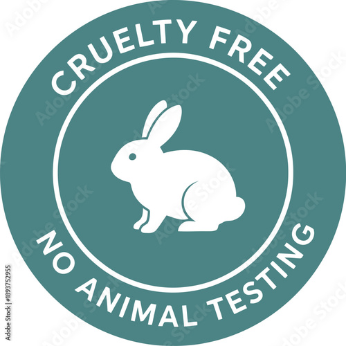 Cruelty Free No Animal Testing Badge with Rabbit Icon for Ethical Vegan Cosmetics Packaging