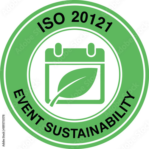 ISO 20121 Certified Event Sustainability Badge Icon, Green Eco-Friendly Certification Emblem