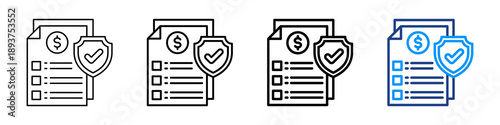 Insurance Policy Icon Different Style Outline Collection Set.