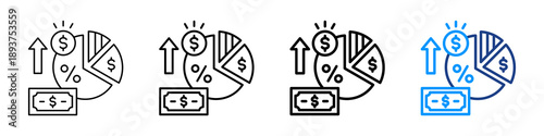 Profit Margin Icon Different Style Outline Collection Set.
