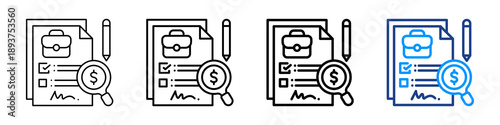 Business Valuation Icon Different Style Outline Collection Set.