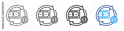 Cash Flow Icon Different Style Outline Collection Set.