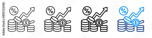 Interest Rate Icon Different Style Outline Collection Set.