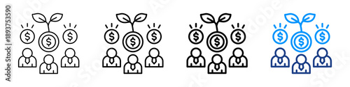 Mutual Fund Icon Different Style Outline Collection Set.