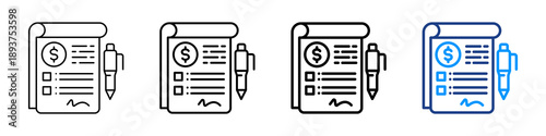 Financial Statement Icon Different Style Outline Collection Set.