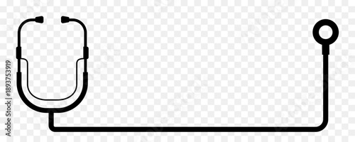 Phonendoscope or stethoscope. Vector border isolated on transparent background.