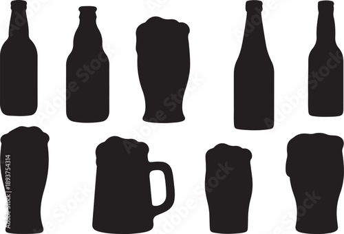 Flat black naive beer silhouette vector illustration