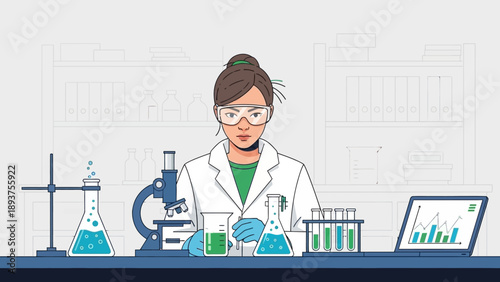 Female Scientist Conducting Laboratory Experiment.