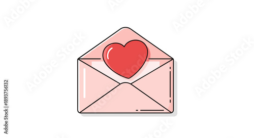 Envelope with Heart Inside Illustration.