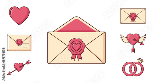 Envelope with Red Wax Seal Heart.