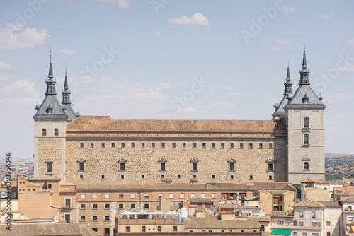 Historic building in Toledo, Spain with towers.. City of Toledo, Spain