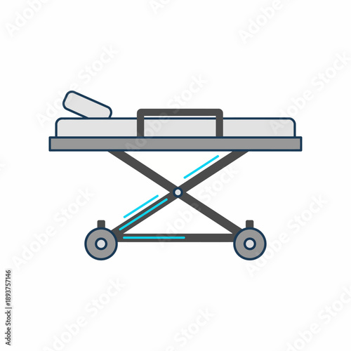 Stylized illustration of a heightadjustable hospital gurney with wheels