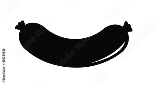 Simple black silhouette of a curved sausage likely for culinary use