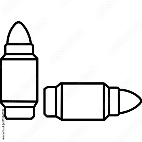 Bullets Line Icon – Ammunition, Firearm Accessories, Law and Justice Vector