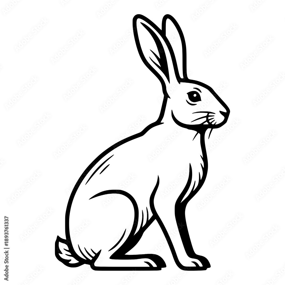 Obraz premium Vector line art illustration of Hare.