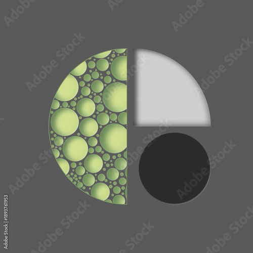 Abstract Organic Geometry with Green Circular Pattern