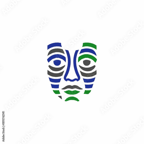 Abstract Face Design with Colorful Stripes.
