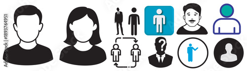 Diverse collection of user avatars and people icons representing various profiles and interactions Vector