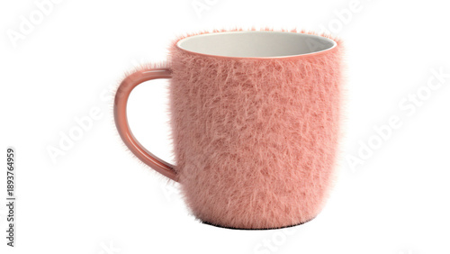 Pink fuzzy coffee mug with handle