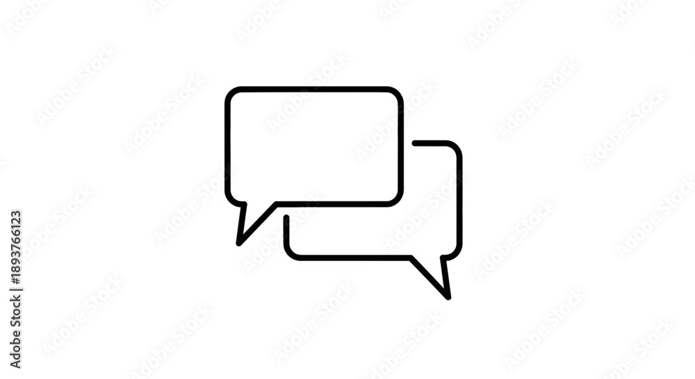 Fototapeta premium Minimalist Overlapping Chat Speech Bubbles Line Art Icon