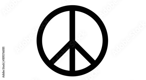 Black Peace Sign Symbol Icon - Harmony and Anti-War Illustration