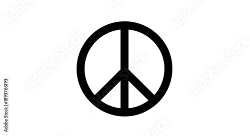Black Peace Sign Symbol Icon - Harmony and Anti-War Illustration
