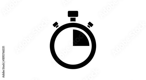 Stopwatch Icon Vector – Timer Silhouette with Countdown Design
