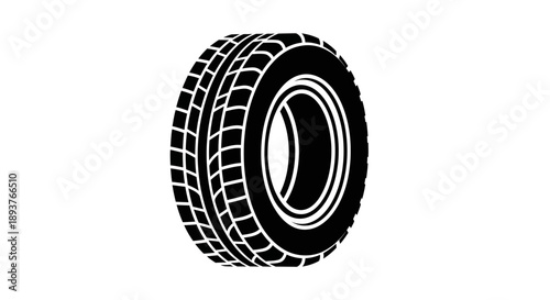 Car Tire Icon Vector – Vehicle Wheel Silhouette with Tread Design