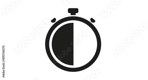 Black Stopwatch Timer Icon - 30 Minute Countdown Symbol