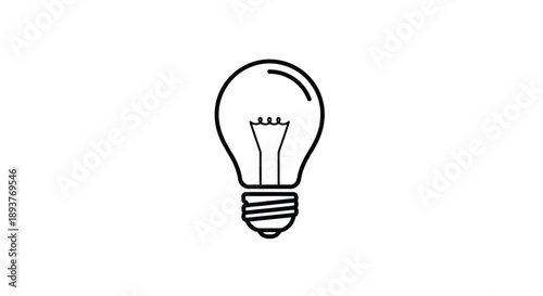 Simple line drawing of a classic incandescent light bulb on white