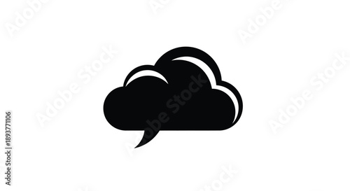 A black silhouette of a speech bubble shaped like a cloud