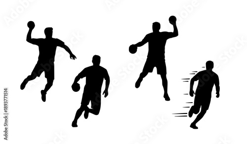 Handball sport silhouettes vector bundle players in motion