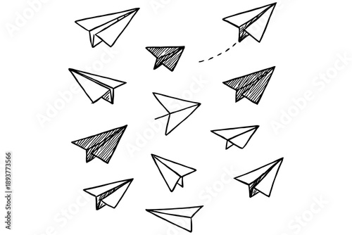 Paper Plane /mail icons set,
Minimal Sketch Paper Plane Set Vector
