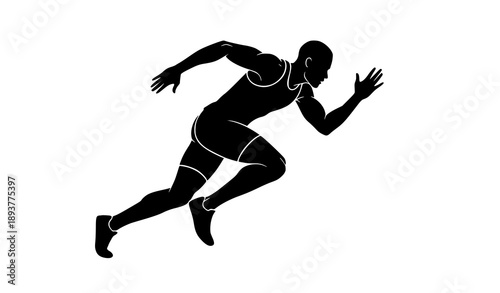 Dynamic Sprinting Athlete Silhouette Vector Symbol of Speed Success and Performance