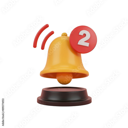 Yellow bell notification with red alert icon
