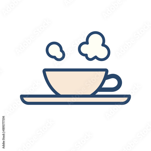 温かいコーヒーカップを表したパステル線画アイコン