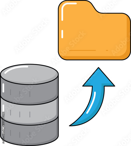 Database Upload and Data Backup to Folder Illustration