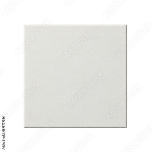 White textured square canvas surface isolated on transparent background