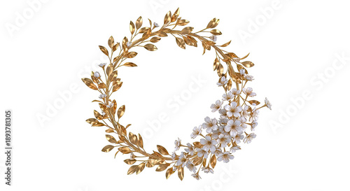 Golden Wreath with White Flowers