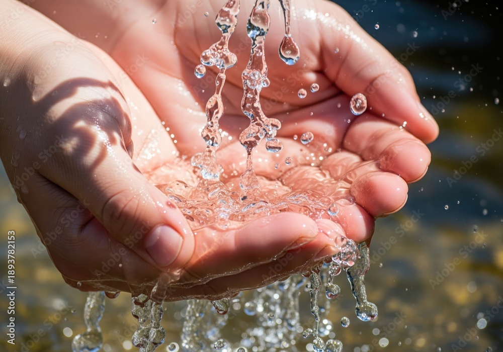 custom made wallpaper toronto digitalPure Water Flowing Through Cupped Hands in Close-Up