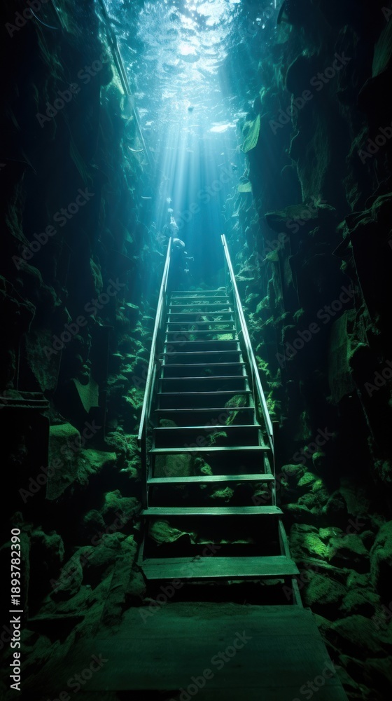Fototapeta premium Architecture underwater staircase outdoors.