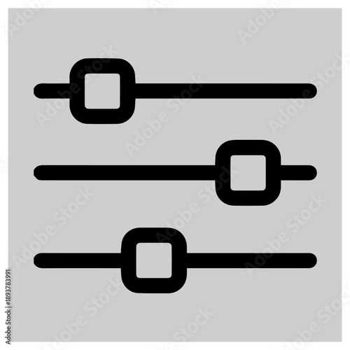 Three audio sliders isolated on white background, Vector