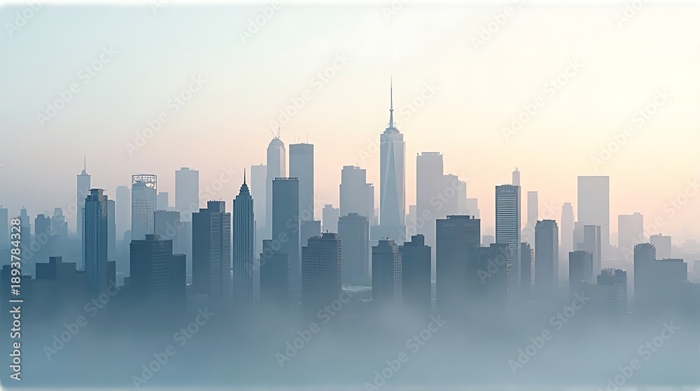 Obraz premium Foggy Urban Landscape at Dawn