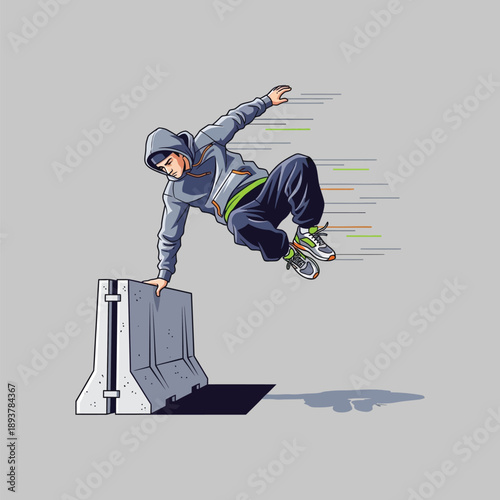 Man skateboarding on a ramp with dynamic motion blur.