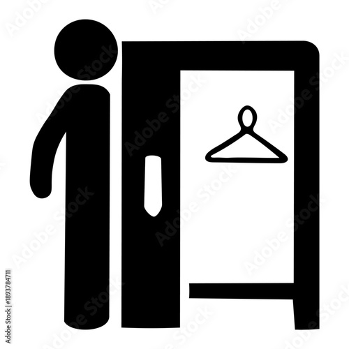 Person changing clothes pictogram icon / locker room / fitting room
更衣室の人のピクトグラムアイコン｜着替え・施設案内