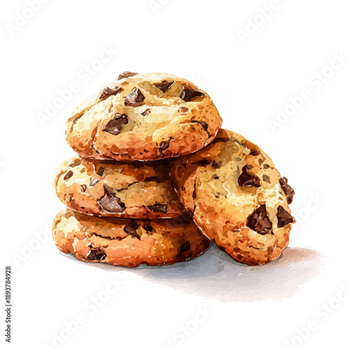 Baking Cookies watercolor vector illustration, high-quality artwork isolated on a pure white background.