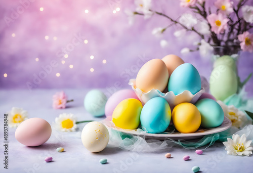 Easter pastel colorful eggs