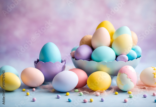 Easter pastel colorful eggs