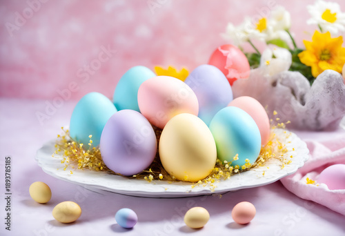 Easter pastel colored eggs
